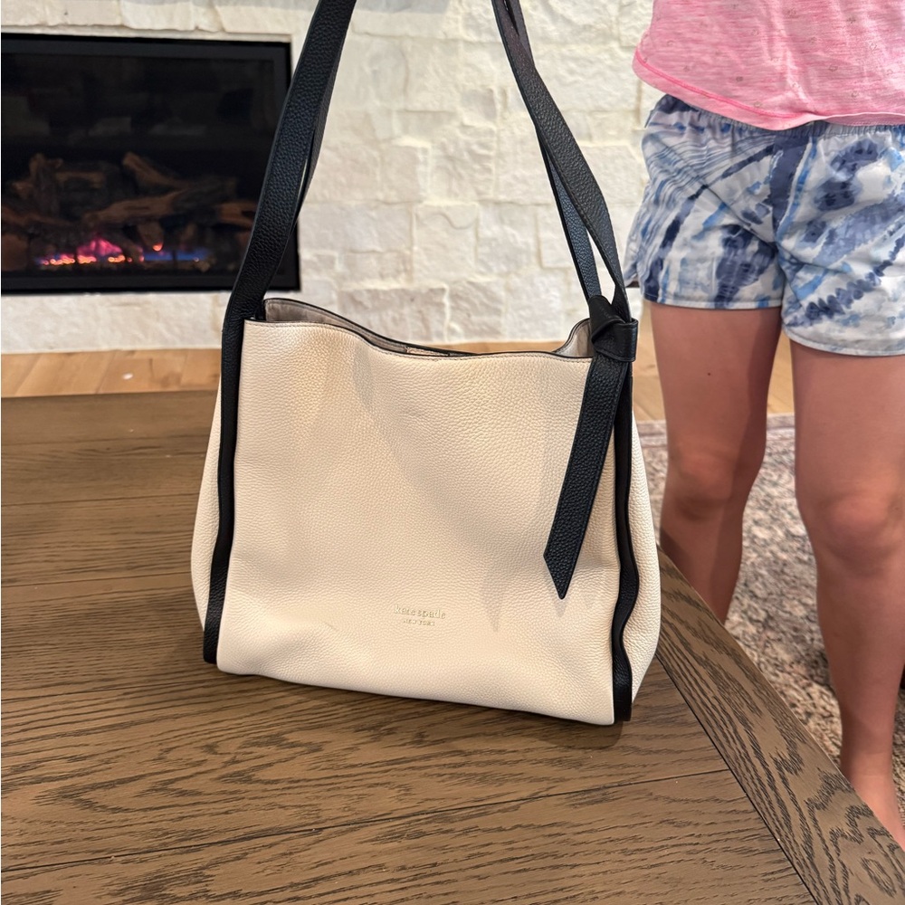 Chic Cream and Black Shoulder Bag
